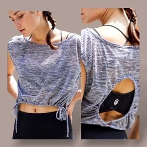 Free People Movement Tied and True Open Back Crop Top Heather Blue Size M